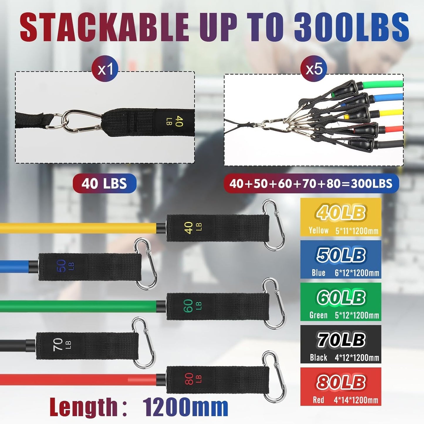 Exercise Resistance Bands with Handles for Working Out Workout Bands Set with Door Anchor for Physical Therapy, Yoga, Pilates