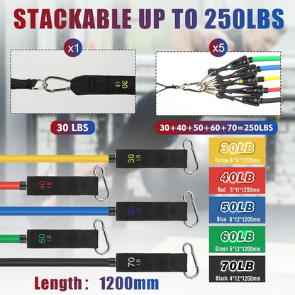 Exercise Resistance Bands with Handles for Working Out Workout Bands Set with Door Anchor for Physical Therapy, Yoga, Pilates