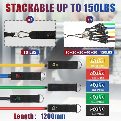 Exercise Resistance Bands with Handles for Working Out Workout Bands Set with Door Anchor for Physical Therapy, Yoga, Pilates
