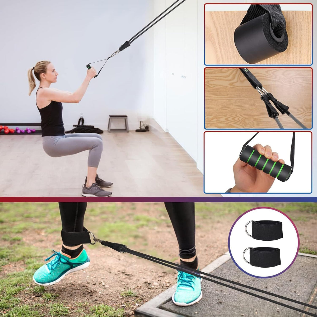 Exercise Resistance Bands with Handles for Working Out Workout Bands Set with Door Anchor for Physical Therapy, Yoga, Pilates