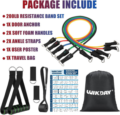 Exercise Resistance Bands with Handles for Working Out Workout Bands Set with Door Anchor for Physical Therapy, Yoga, Pilates