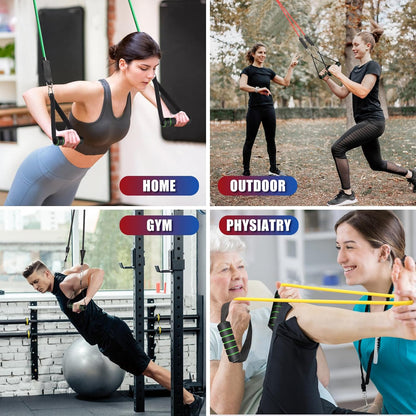 Exercise Resistance Bands with Handles for Working Out Workout Bands Set with Door Anchor for Physical Therapy, Yoga, Pilates