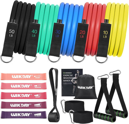 Exercise Resistance Bands with Handles for Working Out Workout Bands Set with Door Anchor for Physical Therapy, Yoga, Pilates