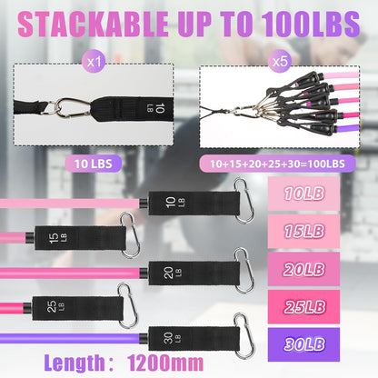Exercise Resistance Bands with Handles for Working Out Workout Bands Set with Door Anchor for Physical Therapy, Yoga, Pilates