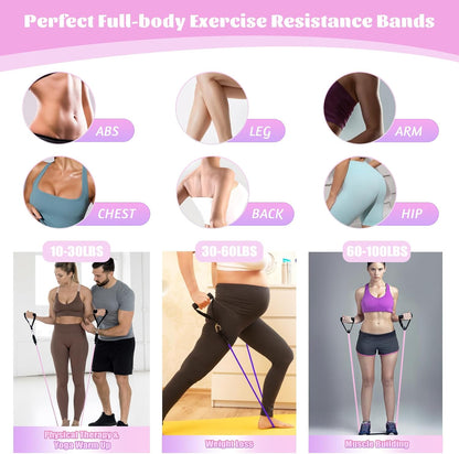 Exercise Resistance Bands with Handles for Working Out Workout Bands Set with Door Anchor for Physical Therapy, Yoga, Pilates