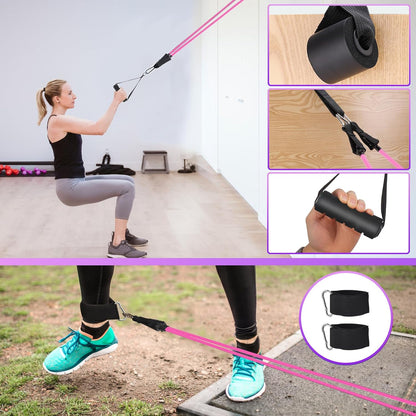 Exercise Resistance Bands with Handles for Working Out Workout Bands Set with Door Anchor for Physical Therapy, Yoga, Pilates