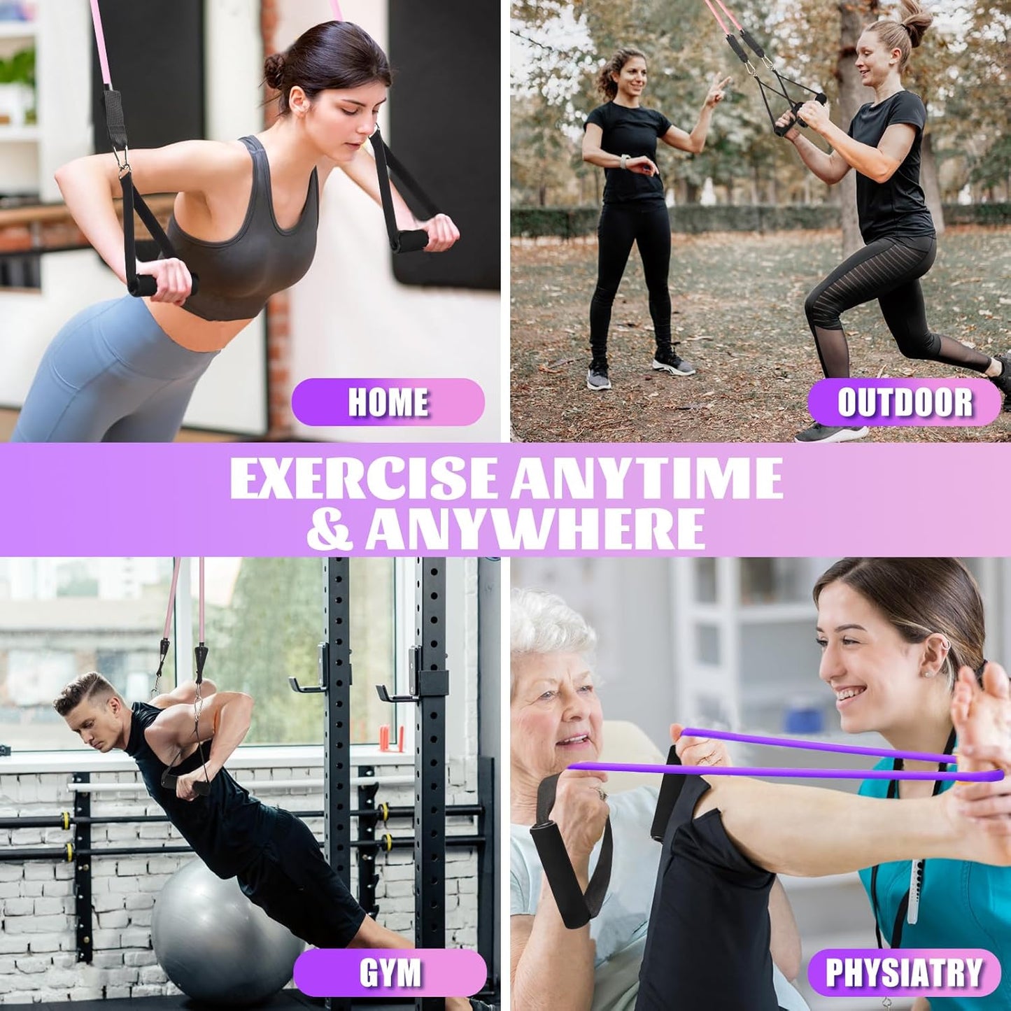 Exercise Resistance Bands with Handles for Working Out Workout Bands Set with Door Anchor for Physical Therapy, Yoga, Pilates