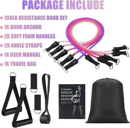 Exercise Resistance Bands with Handles for Working Out Workout Bands Set with Door Anchor for Physical Therapy, Yoga, Pilates