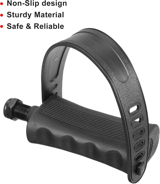1 Pair Exercise Bike Pedals with Straps 9/16 Inch Spindle Cycling Parts 14mm Spindle Black
