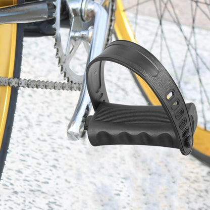 1 Pair Exercise Bike Pedals with Straps 9/16 Inch Spindle Cycling Parts 14mm Spindle Black
