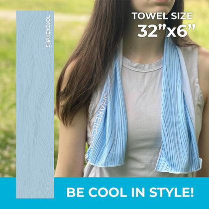 Original Cooling Towel – Be Cool in Style - Heat Relief, Soft, Lightweight, Sun Protection, Easy Clean - Perfect for Biking, Running, Yoga, Gym, Gardening - Blue Wave - Colors B