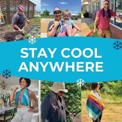 Original Cooling Towel – Be Cool in Style - Heat Relief, Soft, Lightweight, Sun Protection, Easy Clean - Perfect for Biking, Running, Yoga, Gym, Gardening - Blue Wave - Colors B