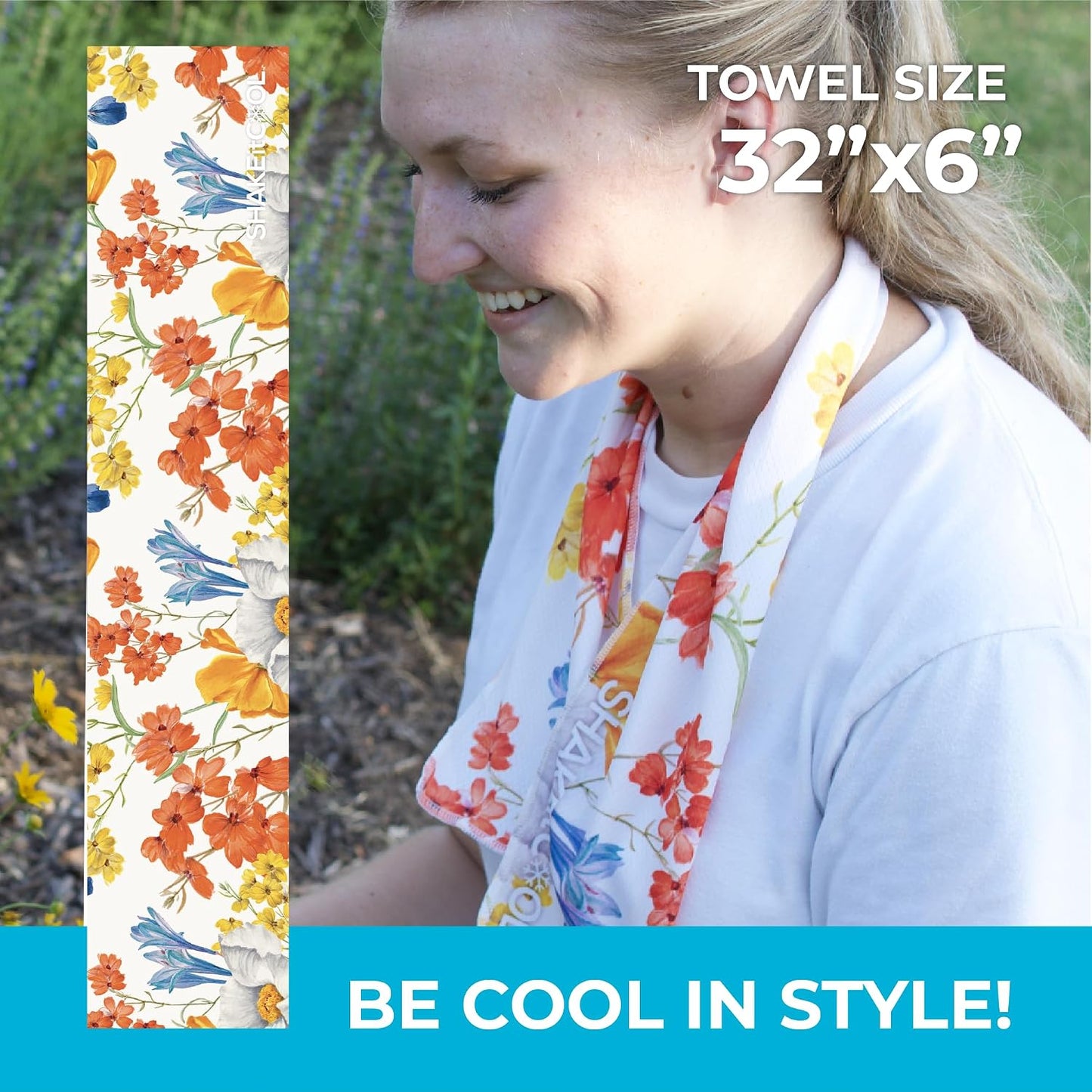 Original Cooling Towel – Be Cool in Style - Heat Relief, Soft, Lightweight, Sun Protection, Easy Clean - Perfect for Biking, Running, Yoga, Gym, Gardening - Blue Wave - Colors B
