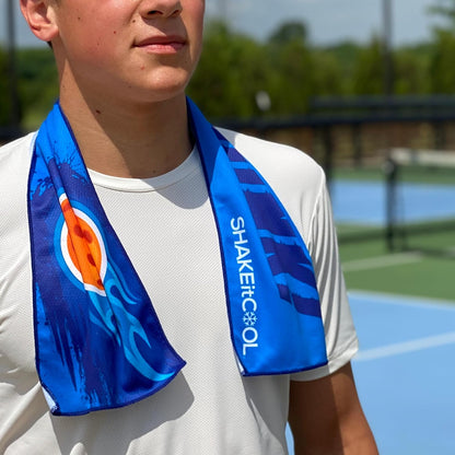 Original Cooling Towel – Be Cool in Style - Heat Relief, Soft, Lightweight, Sun Protection, Easy Clean - Perfect for Biking, Running, Yoga, Gym, Gardening - Blue Wave - Colors B