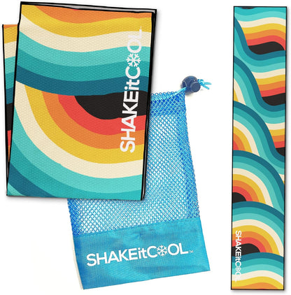 Original Cooling Towel – Be Cool in Style - Heat Relief, Soft, Lightweight, Sun Protection, Easy Clean - Perfect for Biking, Running, Yoga, Gym, Gardening - Blue Wave - Colors B