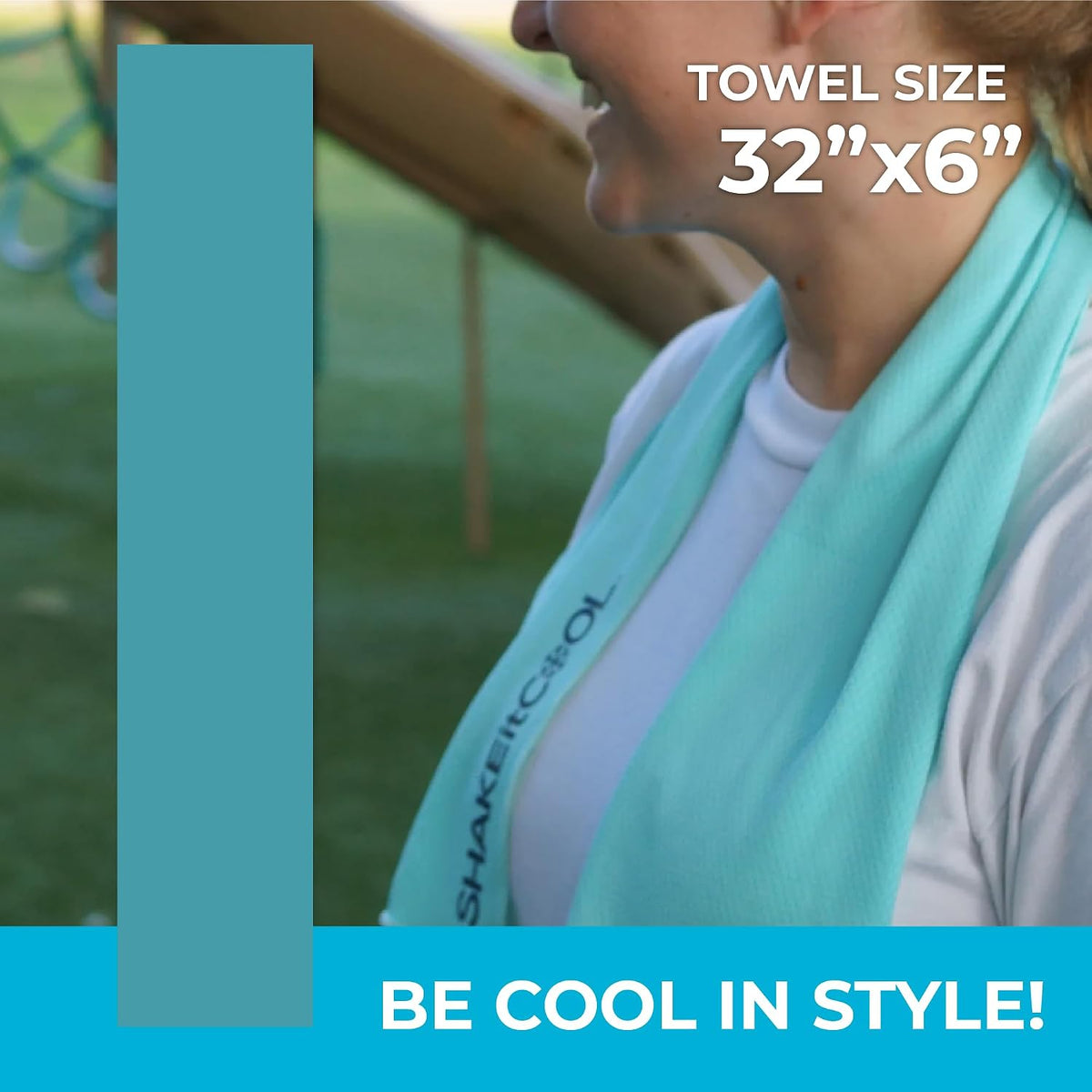 Original Cooling Towel – Be Cool in Style - Heat Relief, Soft, Lightweight, Sun Protection, Easy Clean - Perfect for Biking, Running, Yoga, Gym, Gardening - Blue Wave - Colors B