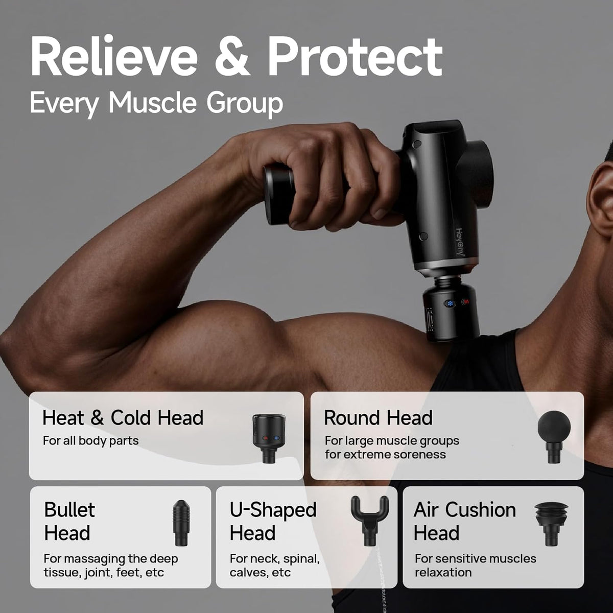 Massage Gun Deep Tissue with Heat and Cold, HSA Eligible12mm Amplitude Muscle Massager for Athletes, Men Women Back Neck Shoulder Recovery, Quite for Home Gym, FSA