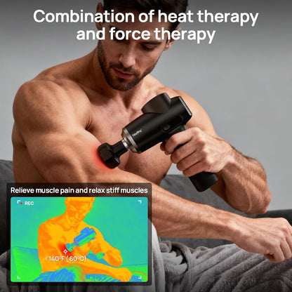 Massage Gun Deep Tissue with Heat and Cold, HSA Eligible12mm Amplitude Muscle Massager for Athletes, Men Women Back Neck Shoulder Recovery, Quite for Home Gym, FSA