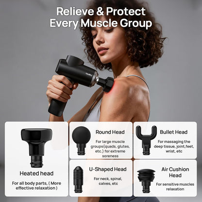 Massage Gun Deep Tissue with Heat and Cold, HSA Eligible12mm Amplitude Muscle Massager for Athletes, Men Women Back Neck Shoulder Recovery, Quite for Home Gym, FSA