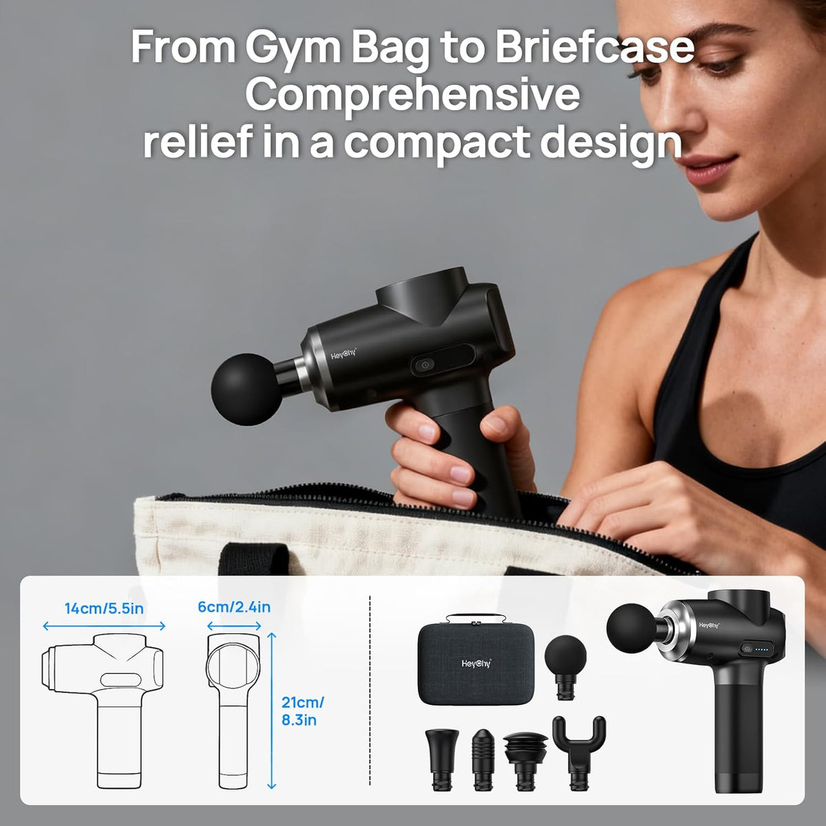 Massage Gun Deep Tissue with Heat and Cold, HSA Eligible12mm Amplitude Muscle Massager for Athletes, Men Women Back Neck Shoulder Recovery, Quite for Home Gym, FSA