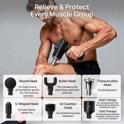Massage Gun Deep Tissue with Heat and Cold, HSA Eligible12mm Amplitude Muscle Massager for Athletes, Men Women Back Neck Shoulder Recovery, Quite for Home Gym, FSA