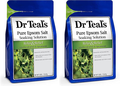 Epsom Salt Magnesium Soak, Relax & Relief with Eucalyptus & Spearmint Essential Oils, 3 lbs