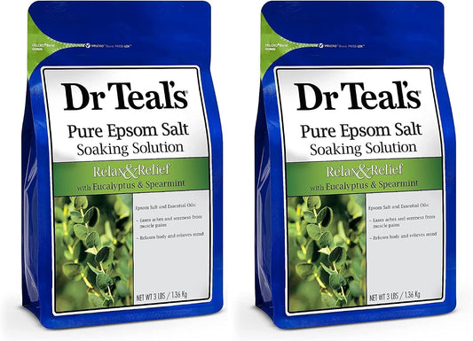 Epsom Salt Magnesium Soak, Relax & Relief with Eucalyptus & Spearmint Essential Oils, 3 lbs