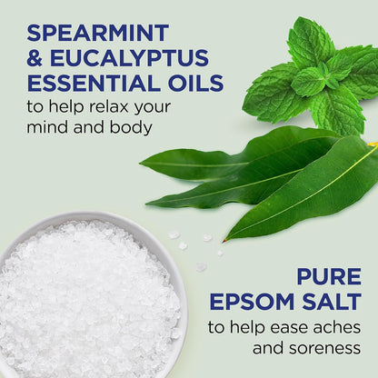 Epsom Salt Magnesium Soak, Relax & Relief with Eucalyptus & Spearmint Essential Oils, 3 lbs