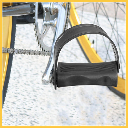 1 Pair Exercise Bike Pedals with Straps 1/2 Inch Spindle Cycling Parts 12.7mm Spindle Black Auto Replacement Parts