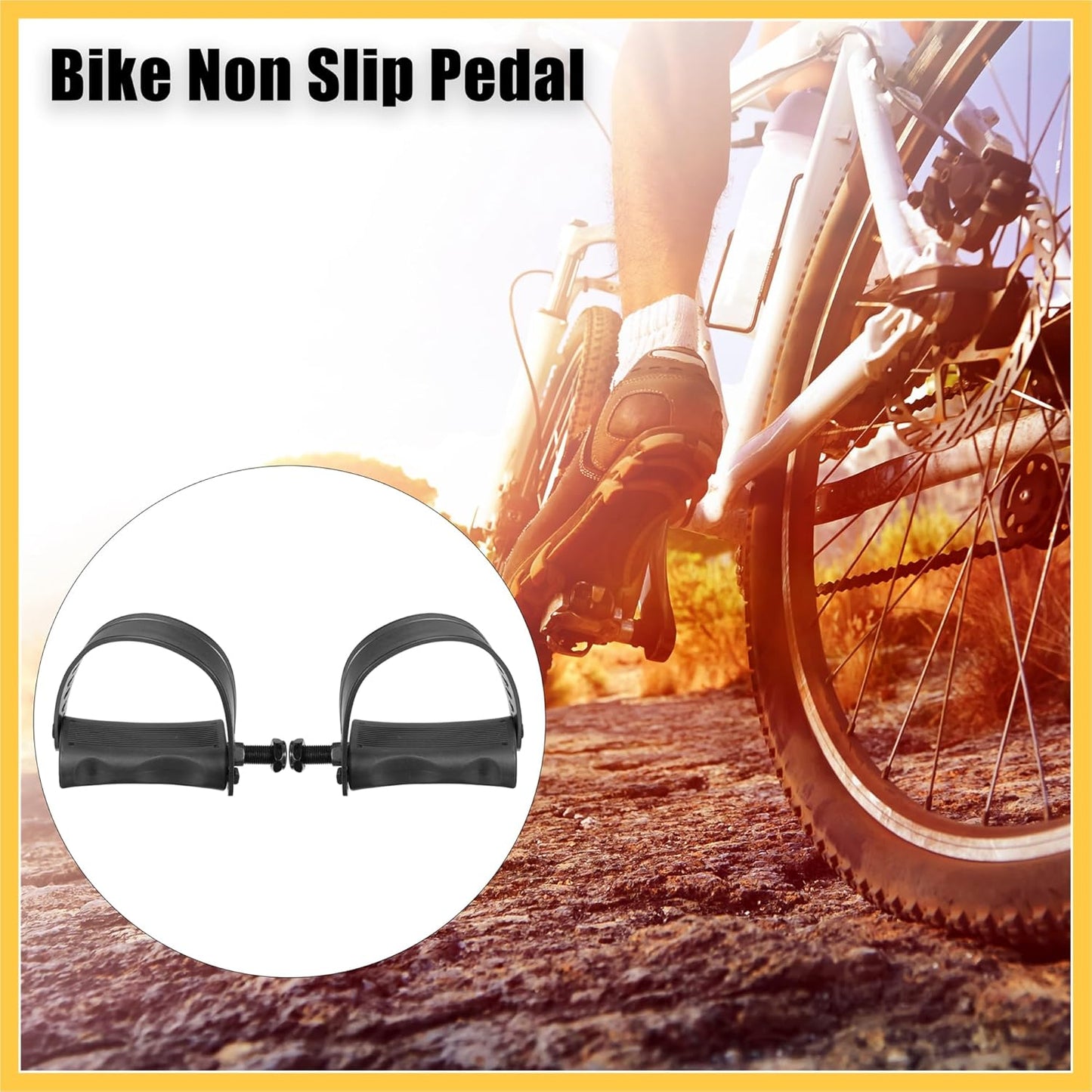 1 Pair Exercise Bike Pedals with Straps 1/2 Inch Spindle Cycling Parts 12.7mm Spindle Black Auto Replacement Parts