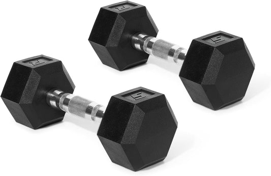 RitFit 5-650 LBS PVC Hex Dumbbell Sets with Optional Rack for Home Gym | PVC Coated Anti-Roll Hex Design, Chrome Handle with Ergonomic Grip, Full Body Strength Training with Optional Rack