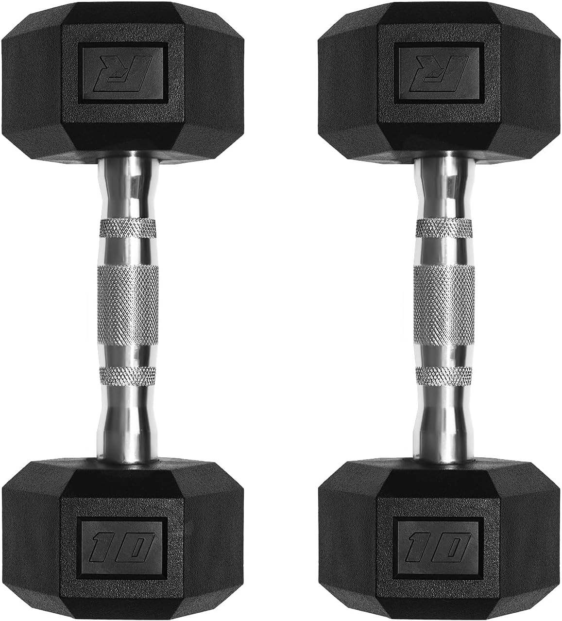 RitFit 5-650 LBS PVC Hex Dumbbell Sets with Optional Rack for Home Gym | PVC Coated Anti-Roll Hex Design, Chrome Handle with Ergonomic Grip, Full Body Strength Training with Optional Rack