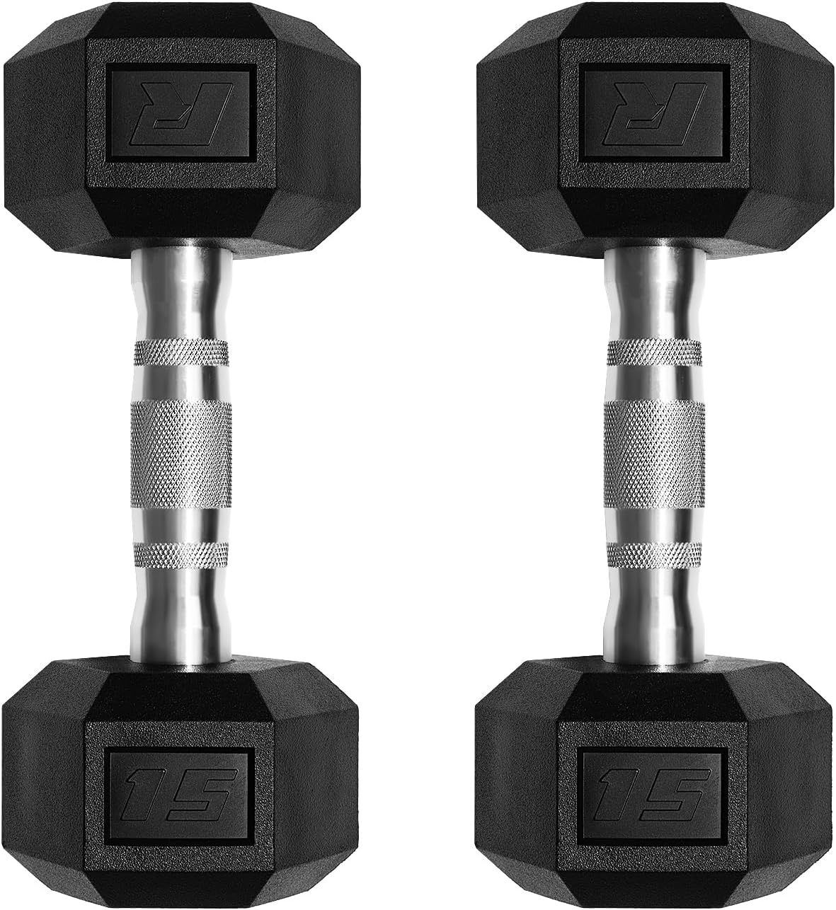 RitFit 5-650 LBS PVC Hex Dumbbell Sets with Optional Rack for Home Gym | PVC Coated Anti-Roll Hex Design, Chrome Handle with Ergonomic Grip, Full Body Strength Training with Optional Rack