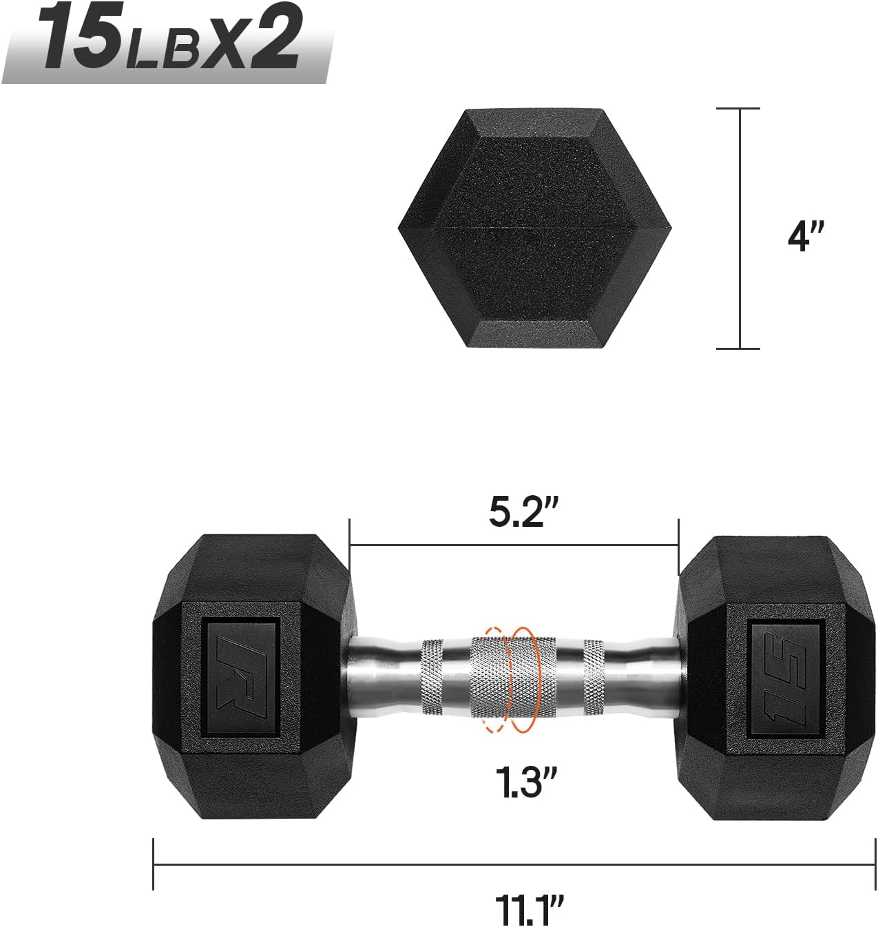 RitFit 5-650 LBS PVC Hex Dumbbell Sets with Optional Rack for Home Gym | PVC Coated Anti-Roll Hex Design, Chrome Handle with Ergonomic Grip, Full Body Strength Training with Optional Rack