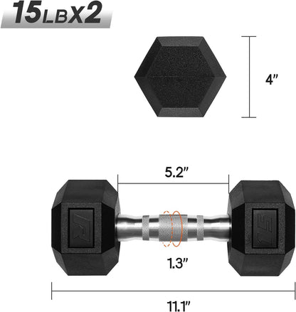 RitFit 5-650 LBS PVC Hex Dumbbell Sets with Optional Rack for Home Gym | PVC Coated Anti-Roll Hex Design, Chrome Handle with Ergonomic Grip, Full Body Strength Training with Optional Rack