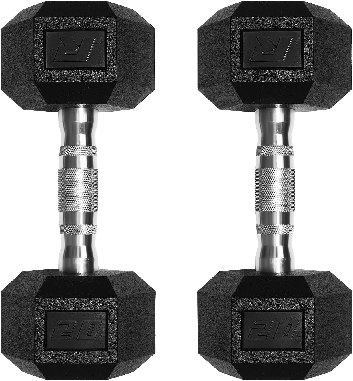 RitFit 5-650 LBS PVC Hex Dumbbell Sets with Optional Rack for Home Gym | PVC Coated Anti-Roll Hex Design, Chrome Handle with Ergonomic Grip, Full Body Strength Training with Optional Rack