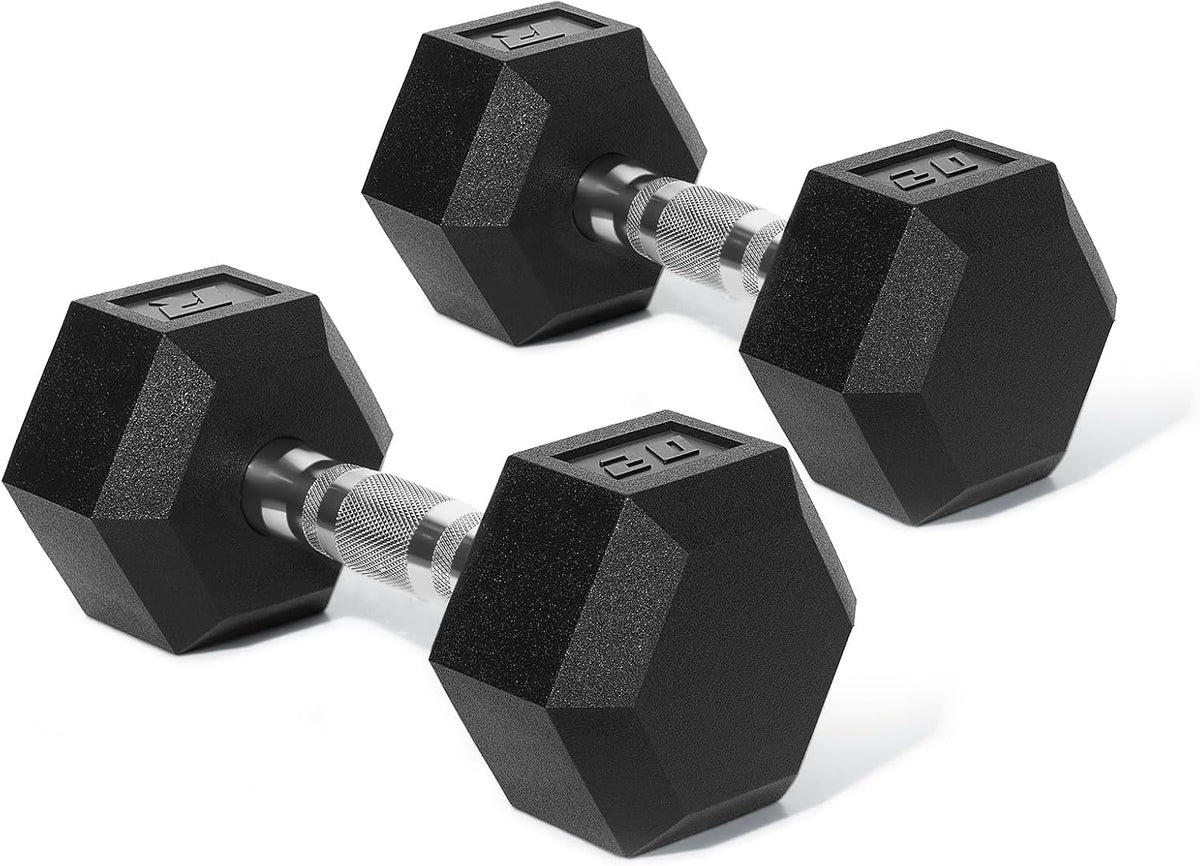 RitFit 5-650 LBS PVC Hex Dumbbell Sets with Optional Rack for Home Gym | PVC Coated Anti-Roll Hex Design, Chrome Handle with Ergonomic Grip, Full Body Strength Training with Optional Rack