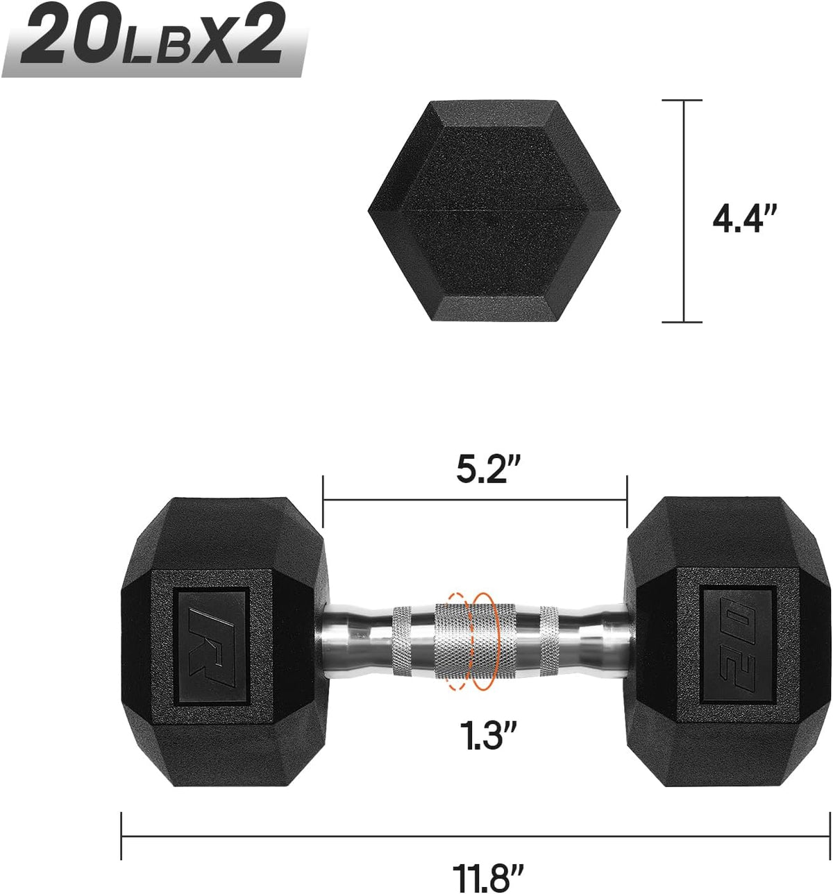 RitFit 5-650 LBS PVC Hex Dumbbell Sets with Optional Rack for Home Gym | PVC Coated Anti-Roll Hex Design, Chrome Handle with Ergonomic Grip, Full Body Strength Training with Optional Rack