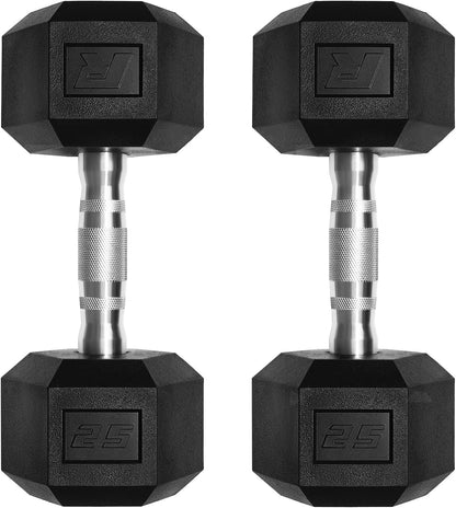 RitFit 5-650 LBS PVC Hex Dumbbell Sets with Optional Rack for Home Gym | PVC Coated Anti-Roll Hex Design, Chrome Handle with Ergonomic Grip, Full Body Strength Training with Optional Rack