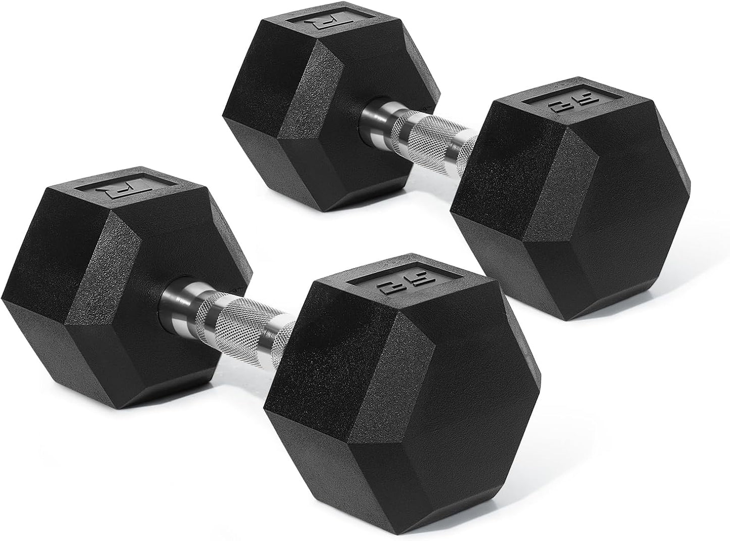 RitFit 5-650 LBS PVC Hex Dumbbell Sets with Optional Rack for Home Gym | PVC Coated Anti-Roll Hex Design, Chrome Handle with Ergonomic Grip, Full Body Strength Training with Optional Rack