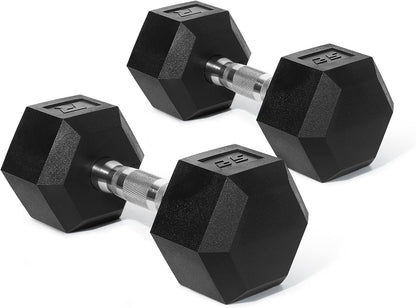 RitFit 5-650 LBS PVC Hex Dumbbell Sets with Optional Rack for Home Gym | PVC Coated Anti-Roll Hex Design, Chrome Handle with Ergonomic Grip, Full Body Strength Training with Optional Rack