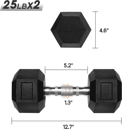 RitFit 5-650 LBS PVC Hex Dumbbell Sets with Optional Rack for Home Gym | PVC Coated Anti-Roll Hex Design, Chrome Handle with Ergonomic Grip, Full Body Strength Training with Optional Rack