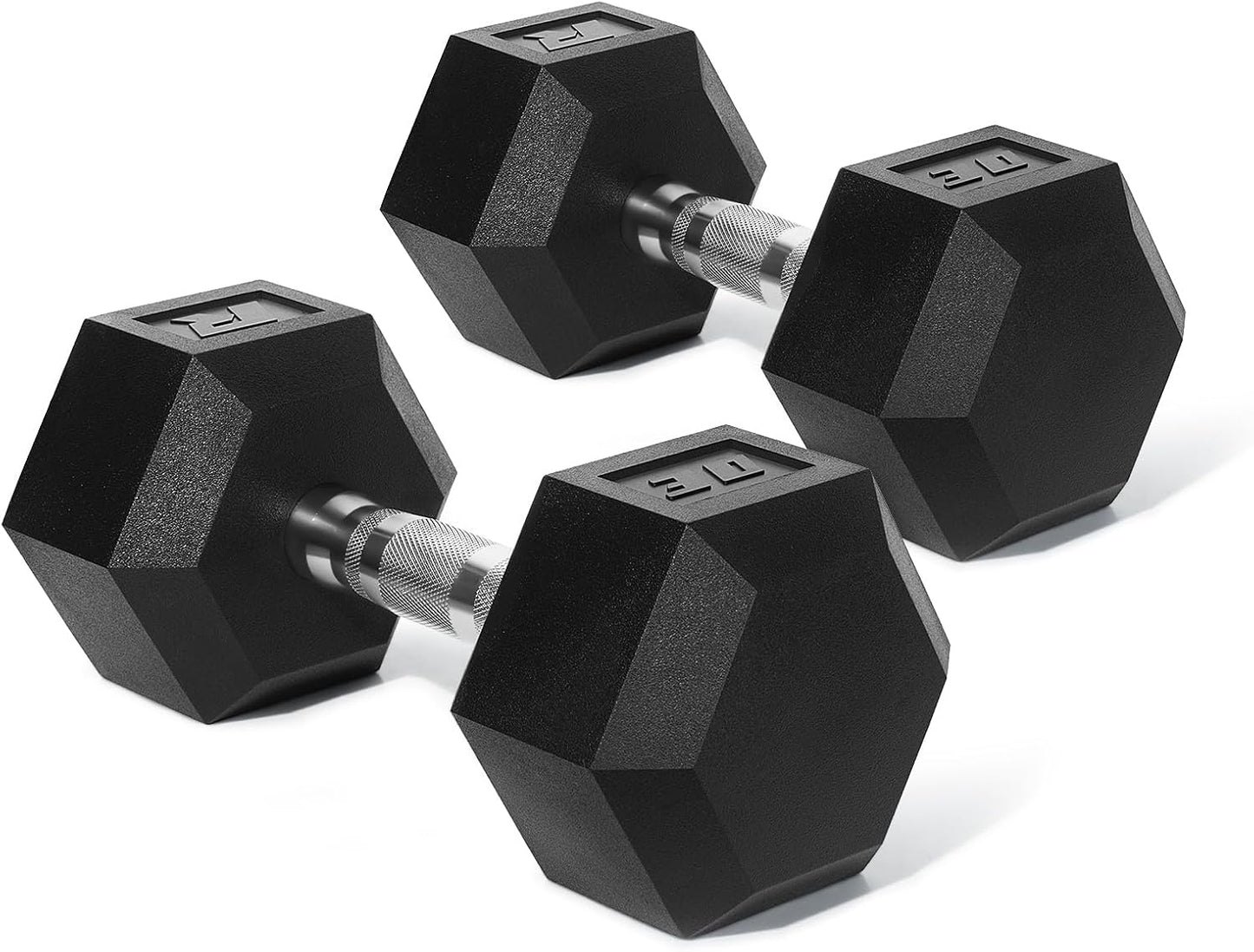 RitFit 5-650 LBS PVC Hex Dumbbell Sets with Optional Rack for Home Gym | PVC Coated Anti-Roll Hex Design, Chrome Handle with Ergonomic Grip, Full Body Strength Training with Optional Rack
