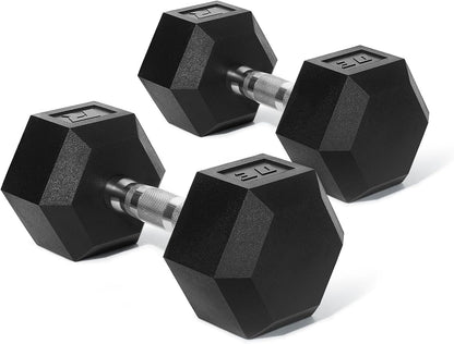 RitFit 5-650 LBS PVC Hex Dumbbell Sets with Optional Rack for Home Gym | PVC Coated Anti-Roll Hex Design, Chrome Handle with Ergonomic Grip, Full Body Strength Training with Optional Rack