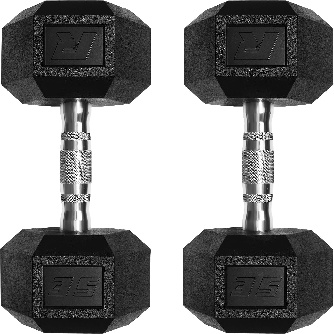 RitFit 5-650 LBS PVC Hex Dumbbell Sets with Optional Rack for Home Gym | PVC Coated Anti-Roll Hex Design, Chrome Handle with Ergonomic Grip, Full Body Strength Training with Optional Rack