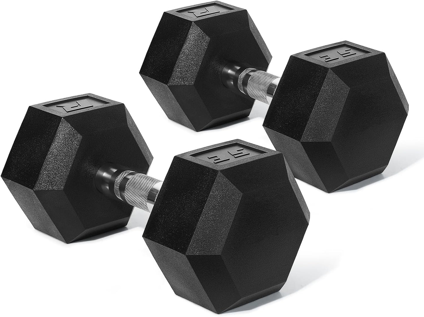 RitFit 5-650 LBS PVC Hex Dumbbell Sets with Optional Rack for Home Gym | PVC Coated Anti-Roll Hex Design, Chrome Handle with Ergonomic Grip, Full Body Strength Training with Optional Rack