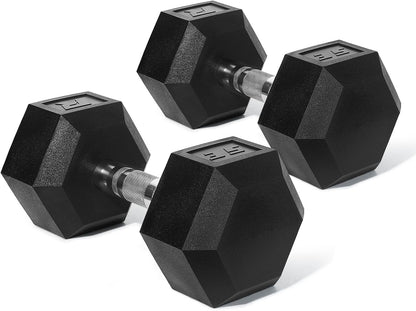 RitFit 5-650 LBS PVC Hex Dumbbell Sets with Optional Rack for Home Gym | PVC Coated Anti-Roll Hex Design, Chrome Handle with Ergonomic Grip, Full Body Strength Training with Optional Rack