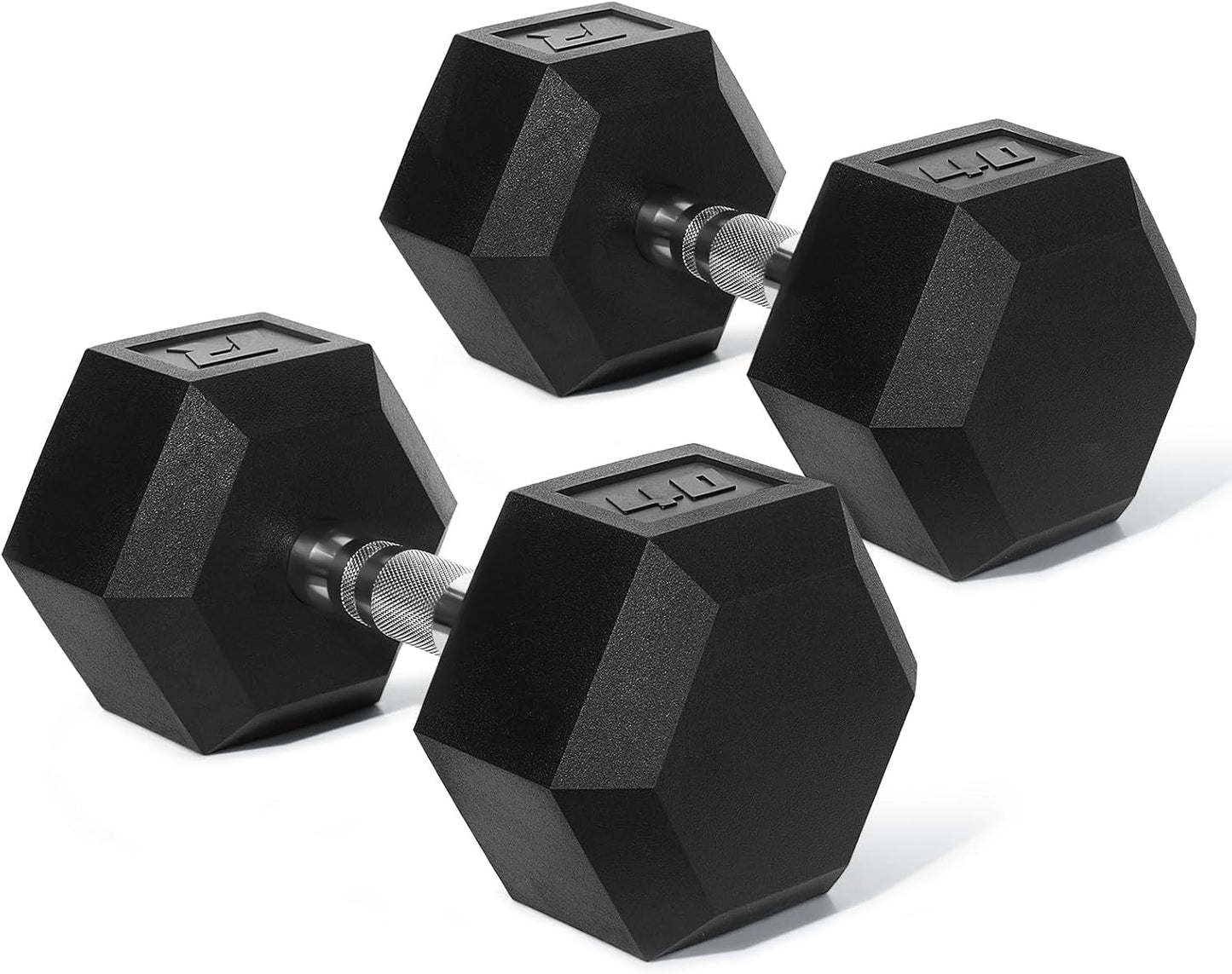 RitFit 5-650 LBS PVC Hex Dumbbell Sets with Optional Rack for Home Gym | PVC Coated Anti-Roll Hex Design, Chrome Handle with Ergonomic Grip, Full Body Strength Training with Optional Rack