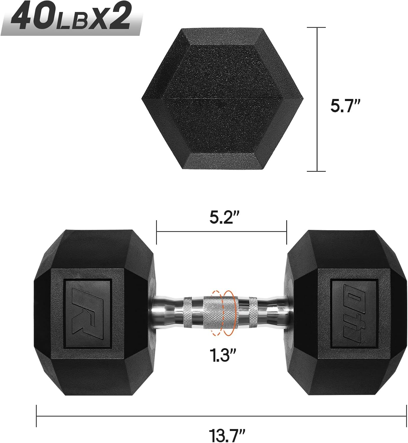 RitFit 5-650 LBS PVC Hex Dumbbell Sets with Optional Rack for Home Gym | PVC Coated Anti-Roll Hex Design, Chrome Handle with Ergonomic Grip, Full Body Strength Training with Optional Rack