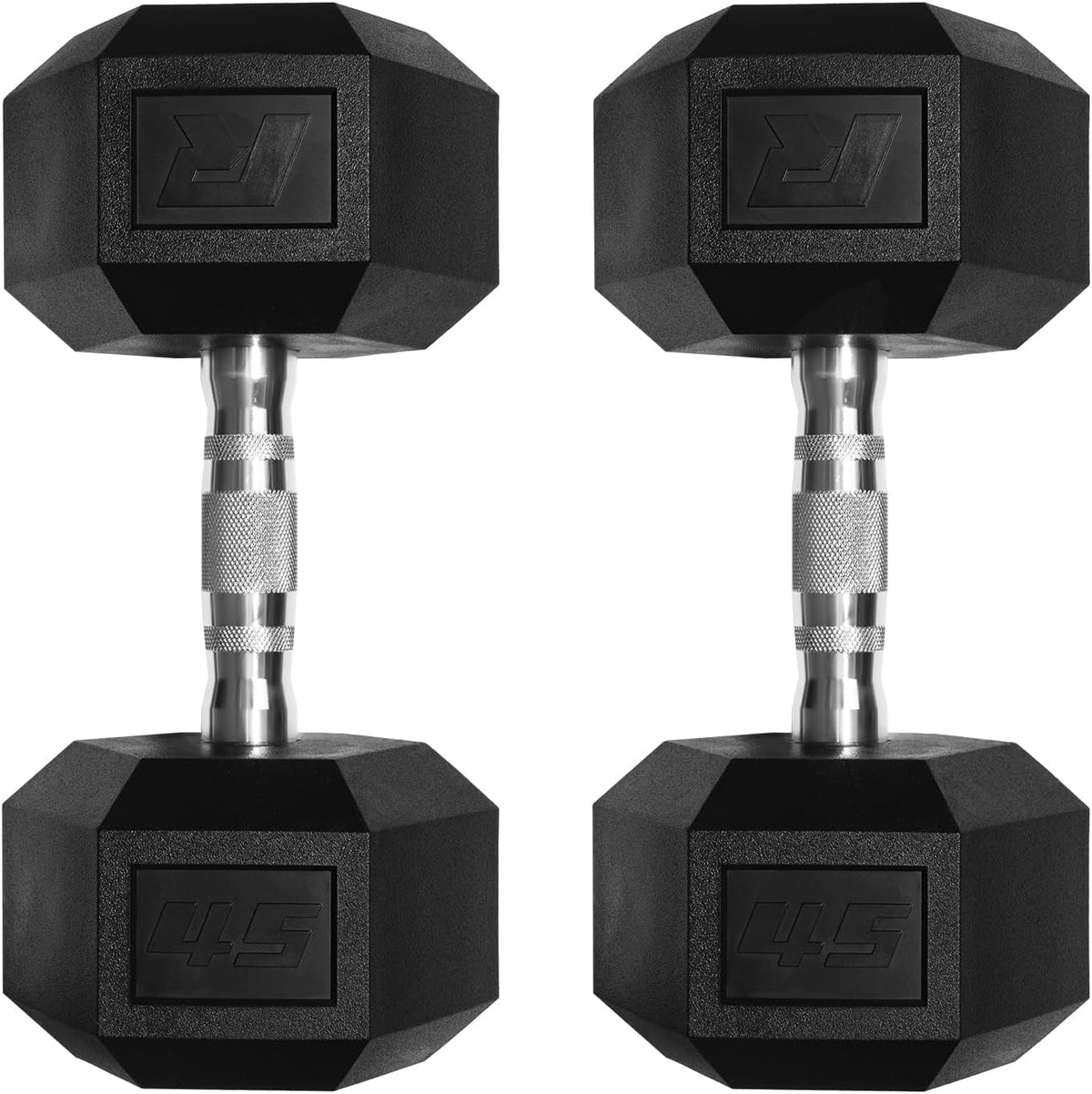 RitFit 5-650 LBS PVC Hex Dumbbell Sets with Optional Rack for Home Gym | PVC Coated Anti-Roll Hex Design, Chrome Handle with Ergonomic Grip, Full Body Strength Training with Optional Rack